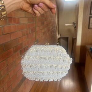 Elegant Cream Beaded Clutch